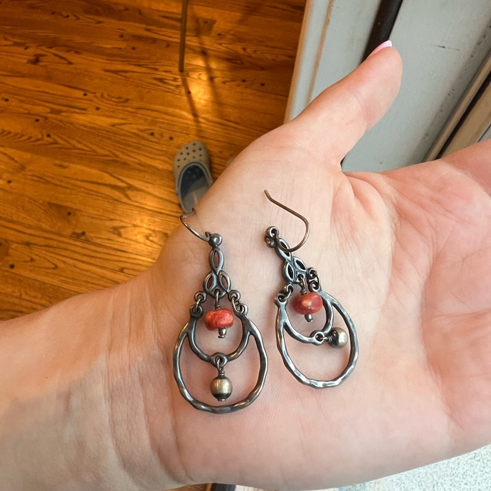 Silpada Coral & Sterling Silver Earrings - Retired